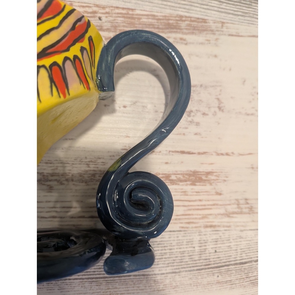 Handmade Studio Pottery Mug Signed Marlon Wassi Art Spiral Handle Abstract Cup - Picture 7 of 8